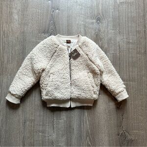 NEW! 2T Toddler Girl Tea Collection Cream Sherpa Fleece Bomber Jacket